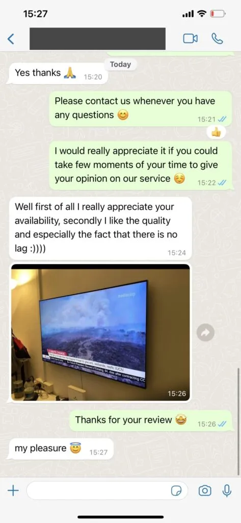 Conversación WhatsApp IPTV 2 IPTV Fiesta
