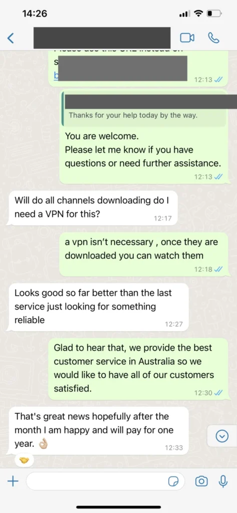 Conversación WhatsApp IPTV 3 IPTV Fiesta